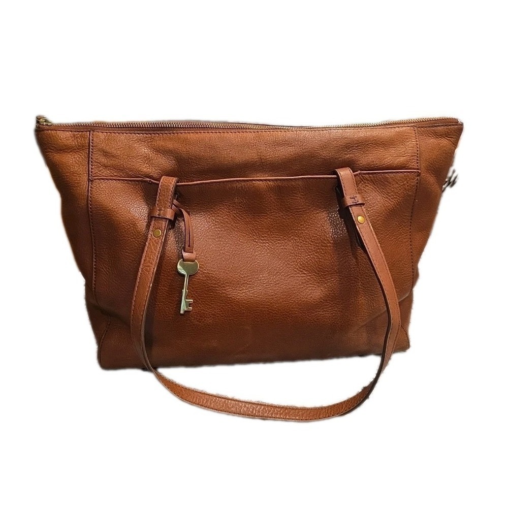 Fossil Rachel Leather Tote Handbag Brown Purse Shoulder Bag 17x10x5